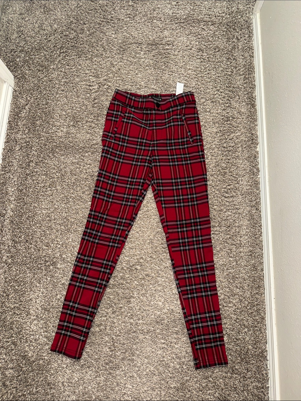 Zara Red and Black Plaid Pants
